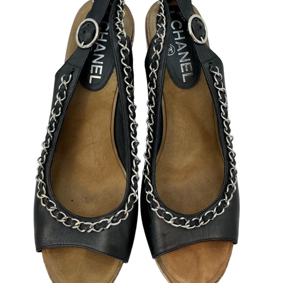 Authentic Chanel Wedges CC Logo Chain 39.5 - Picture 4 of 6